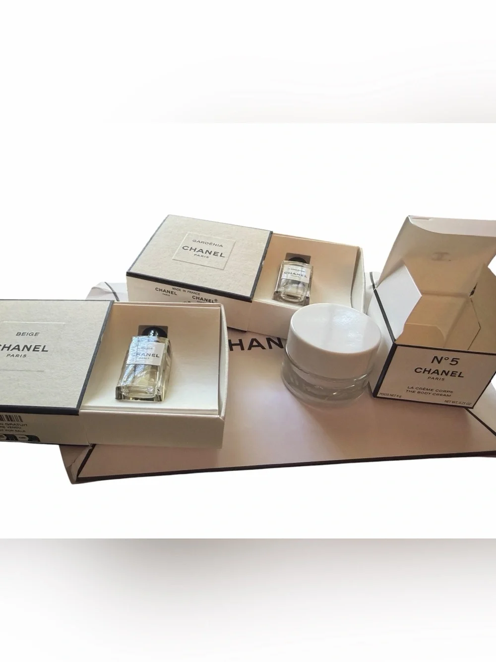 CHANEL Cream & Black Boxed Fragrance Set